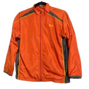 UNDER ARMOUR Windbreaker Jacket Orange Gray Yellow Gold Kids Youth Large